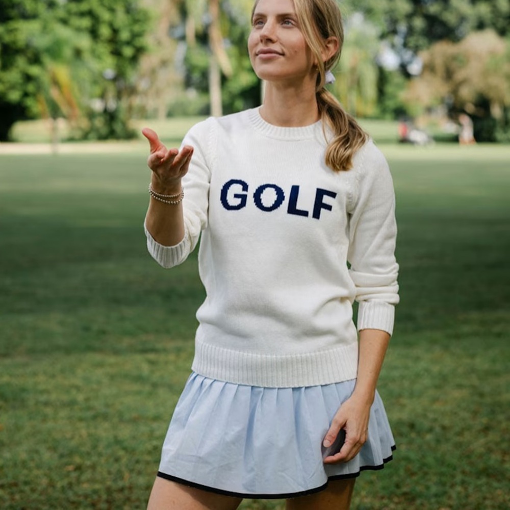 Ellsworth + Ivey Golf White and Navy Sweater